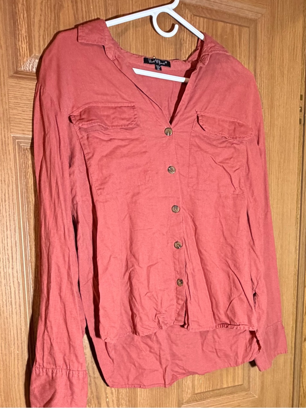 Velvet Heart Women's Rust Button-Down Utility Shirt
